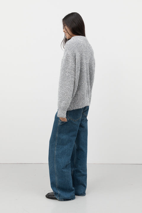 Silver Oversized Lurex Knit