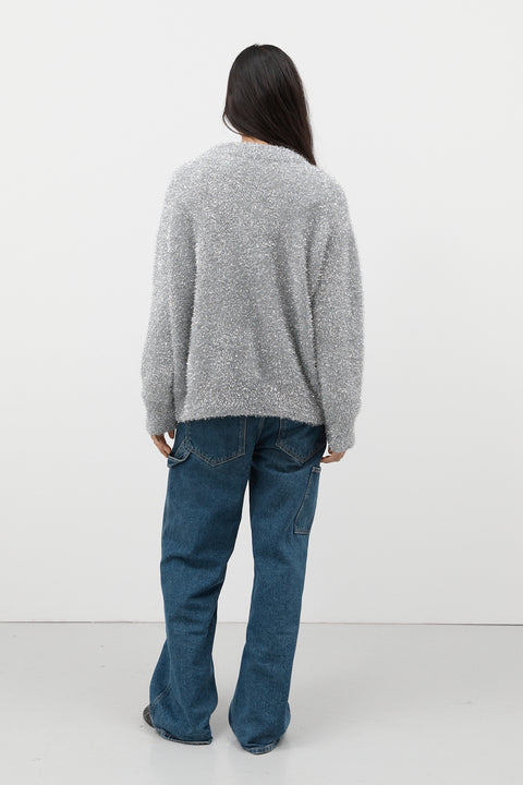 Silver Oversized Lurex Knit