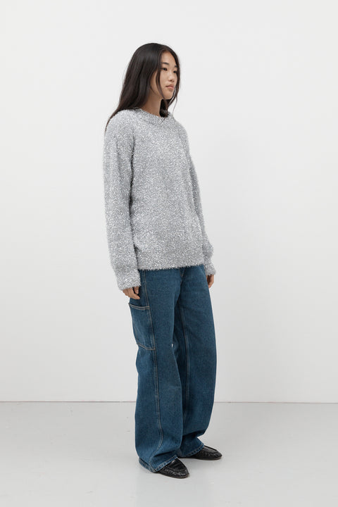 Silver Oversized Lurex Knit