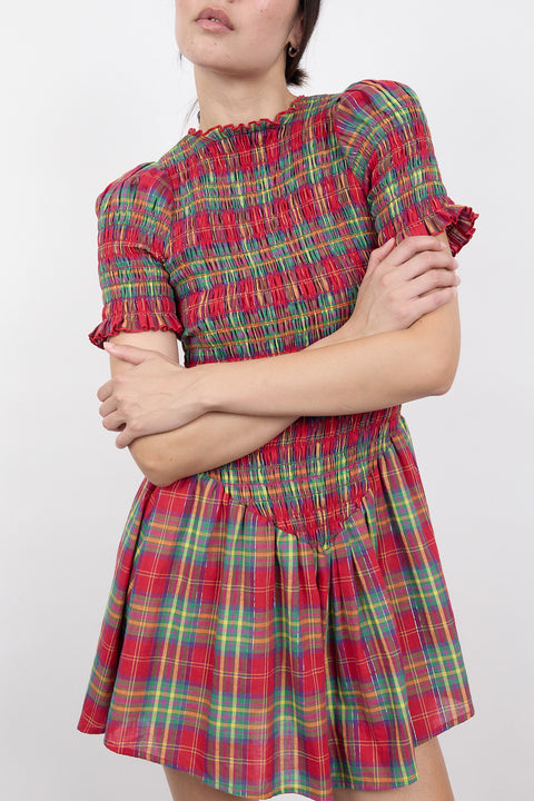 Skittles Plaid Ruched Dress