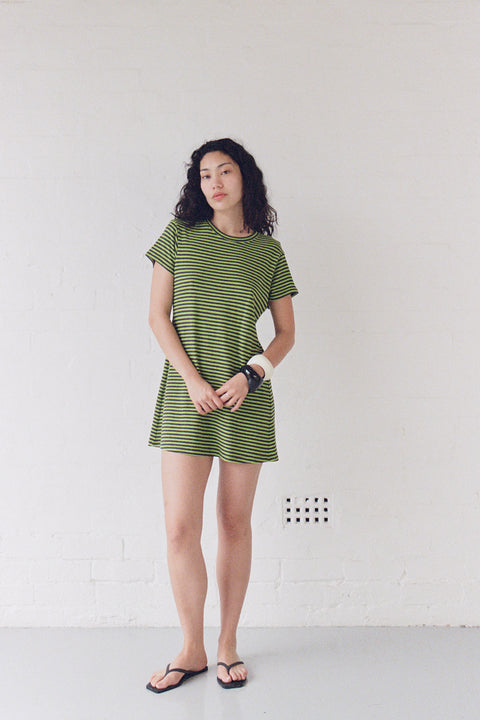 Slime Stripe Hemp Dress S Slime Stripe Hemp Dress S