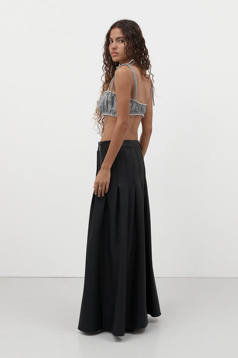 Wool Pleated Maxi Skirt