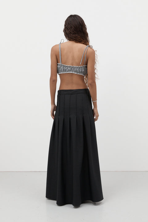 Wool Pleated Maxi Skirt