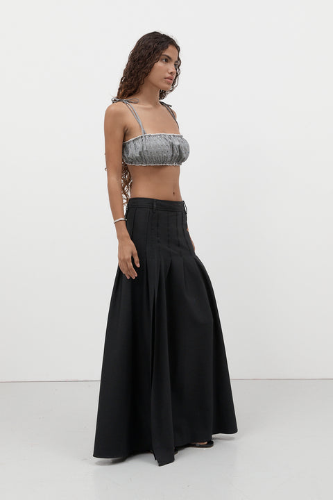 Wool Pleated Maxi Skirt