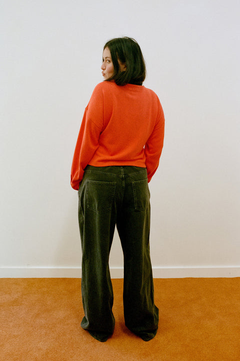 Tangerine Hemp Fleece Cardigan