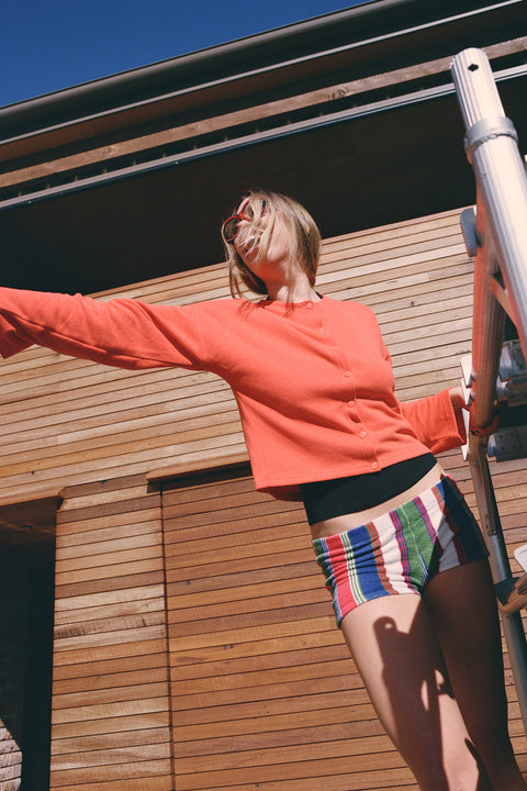 Tangerine Hemp Fleece Cardigan
