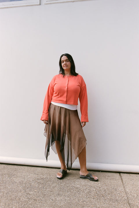 Tangerine Hemp Fleece Cardigan