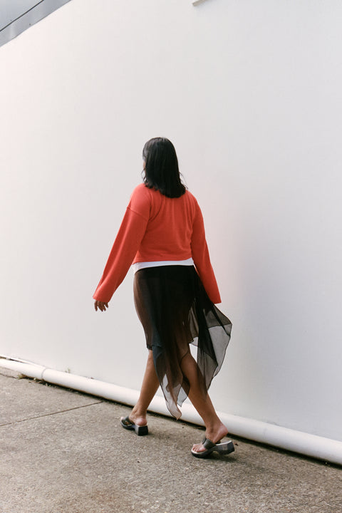 Tangerine Hemp Fleece Cardigan