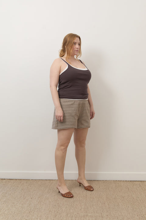 Toast Gingham Mini Shorts