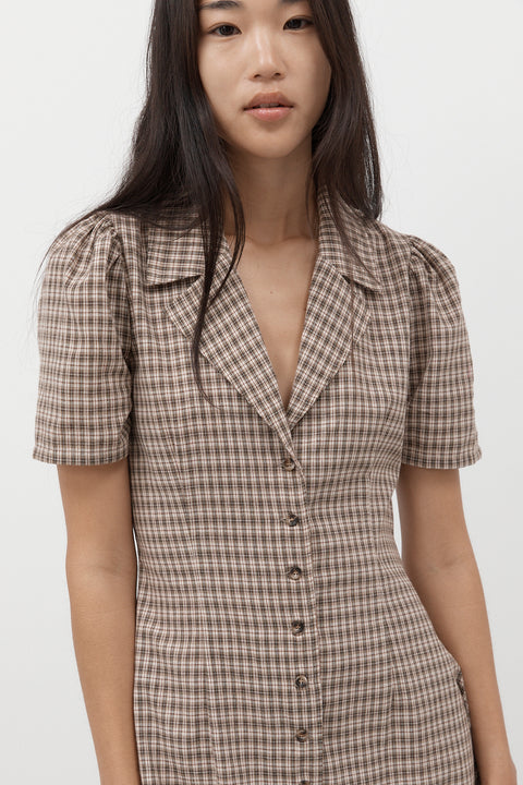 Toast Gingham Button Front Dress