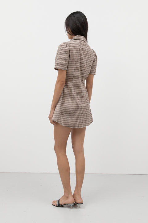 Toast Gingham Button Front Dress