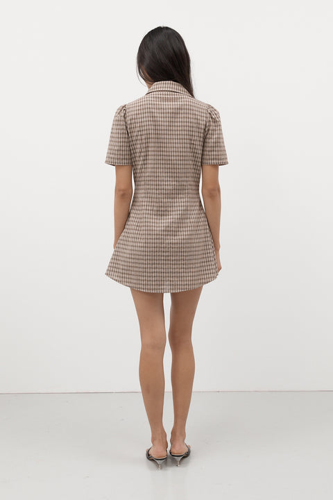 Toast Gingham Button Front Dress