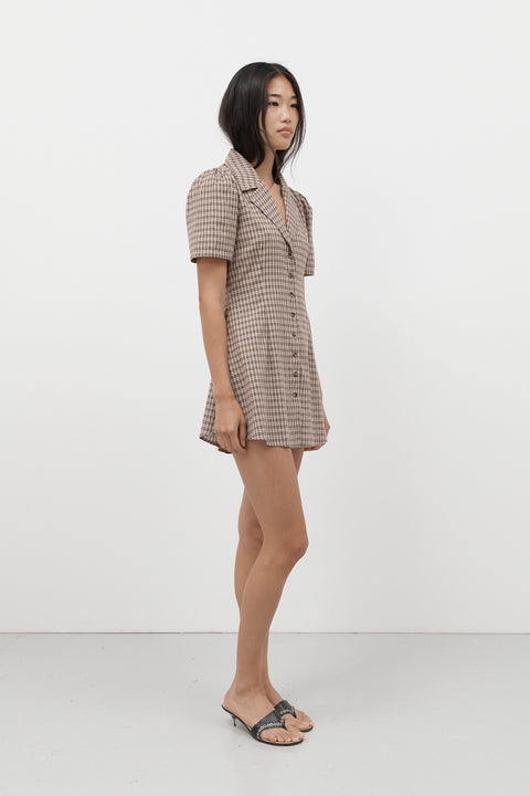 Toast Gingham Button Front Dress