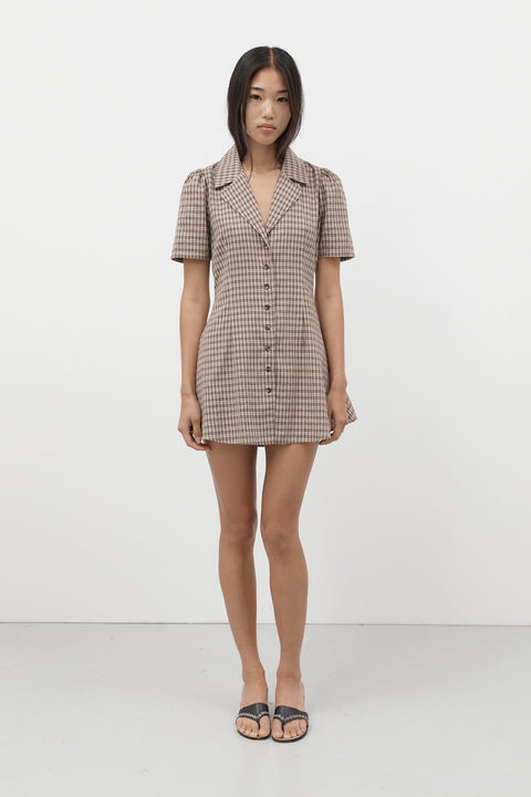 Toast Gingham Button Front Dress