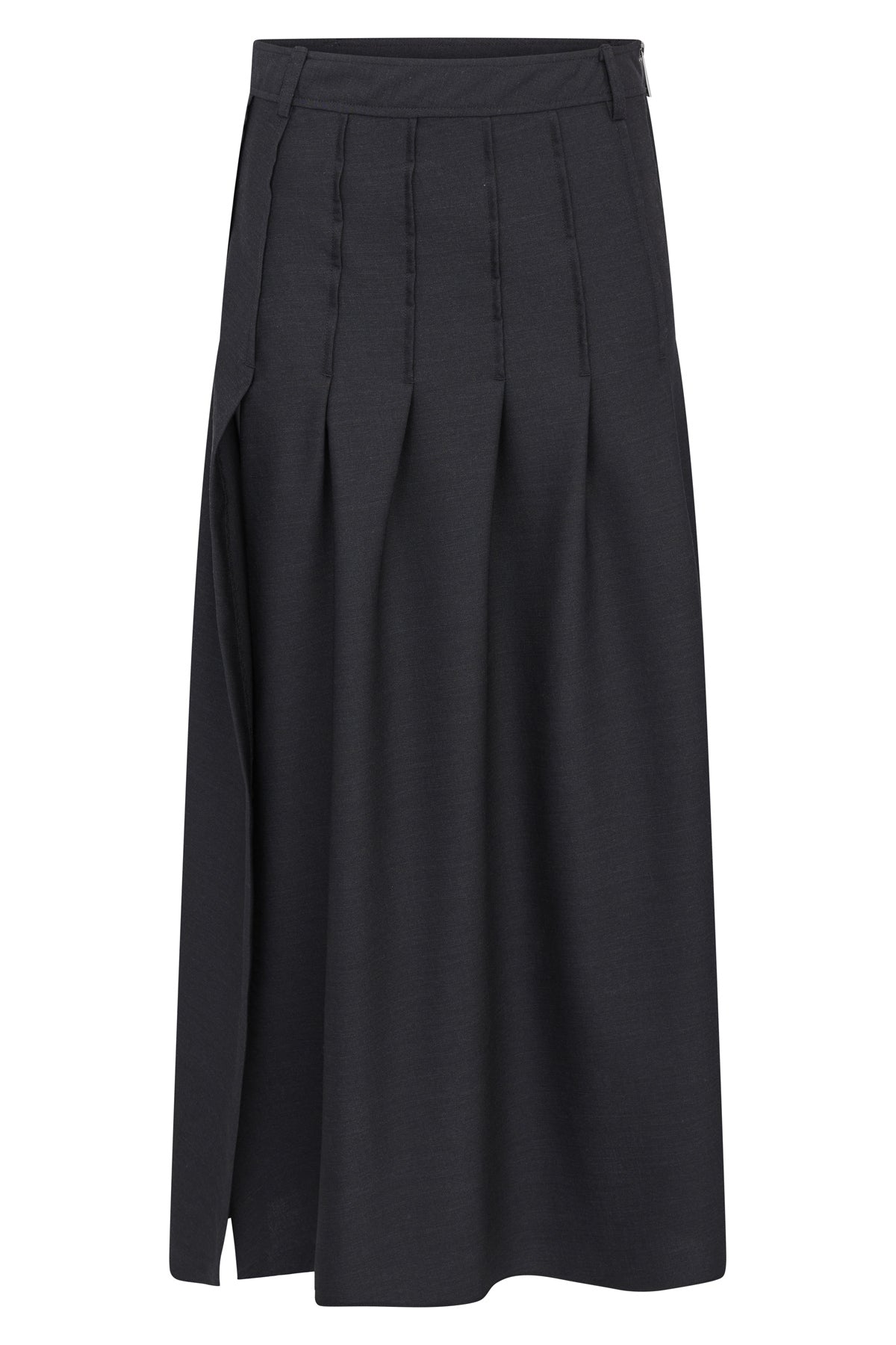 Wool Pleated Maxi Skirt