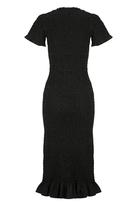 Black Ruched Longline Dress