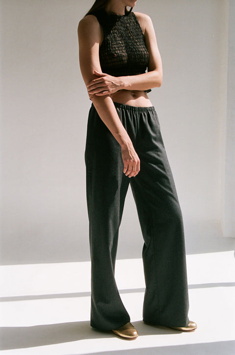 Charcoal Elastic Wool Pant