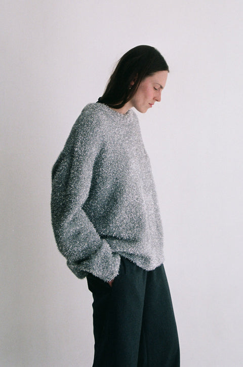 Silver Oversized Lurex Knit