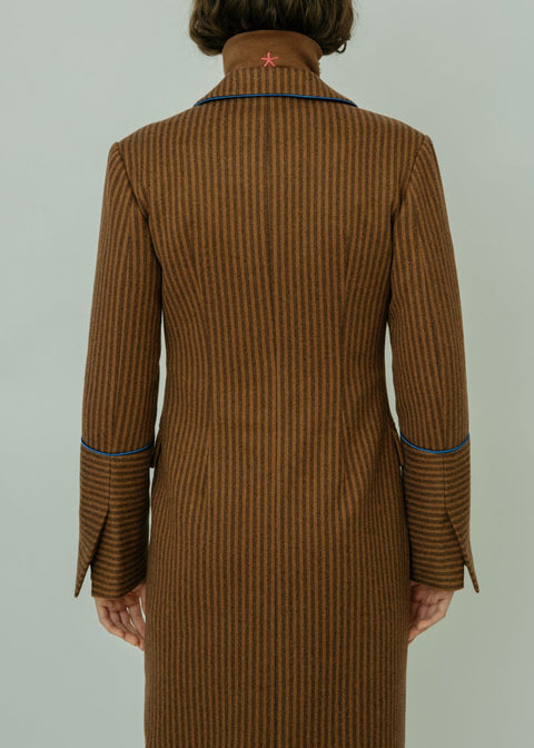 Brown Stripe Trench Coat