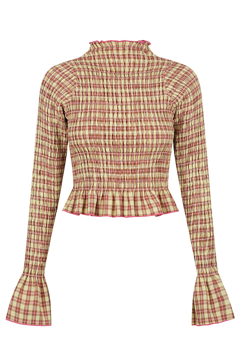 Pink Ruched Cotton Skivvy